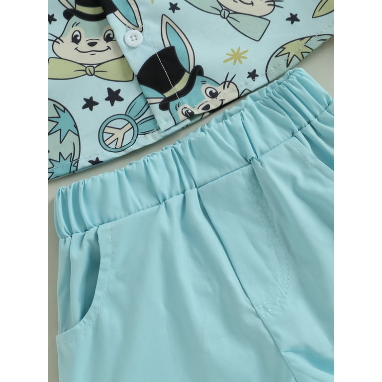 Toddler Baby Boy Easter Outfits Short Sleeve Button Down Shirt