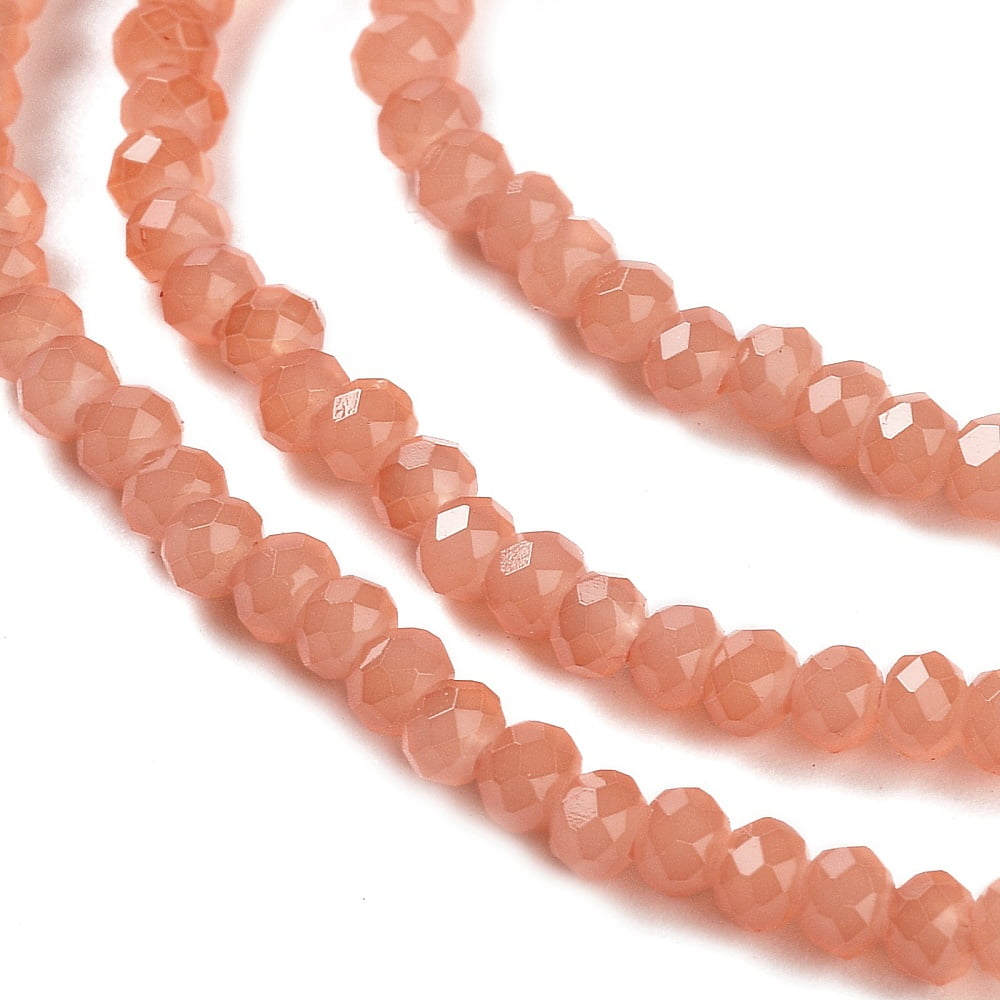 Baking Painted Imitation Jade Glass Bead Strands Faceted Rondelle Light Salmon 8x6mm Hole: 1mm 63~65pcs/strand 39~40cm