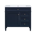 thumbnail image 4 of 36 - inch modern blue bathroom vanity with top sink solid wood MDF resin adjustable shelves concealed storage for tidy bathroom, 4 of 6