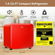 Costway 1.6 Cubic Feet Compact Refrigerator Reversible Door Mini Fridge Red