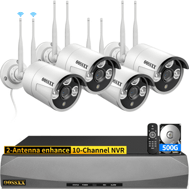 [Dual Antennas for WiFi Enhanced] 2K 3.0MP Wireless Security Camera System, Surveillance NVR Kits with 500GB Hard Drive, 4Pcs Outdoor WiFi Security Cameras, AI Detection, with Audio, Night Vision