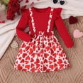 thumbnail image 5 of ITSAME Girls Casual Dress, Cinched Waist Ruffled Long Sleeve Heart Print Summer Fashion Princess Dress Red 5-6T, 5 of 9