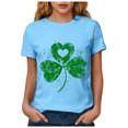 thumbnail image 4 of vigerkar Women's St Patrick's Day T-Shirt Lucky Irish Shamrock Graphic Tees Tops (Sky Blue, M), 4 of 8