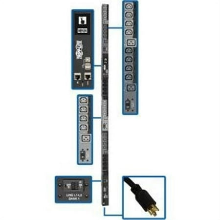 UPC: 0037332195395 | Tripp Lite PDU 10kW 200-240V 3PH Switched PDU LX Interface Gigabit 30 Outlets L21-30P Input LCD 1.8 m Cord 0U 1.8 m Height TAA