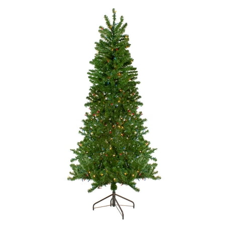 7.5' Pre-Lit Canadian Pine Artificial Christmas Wall Tree - Multi