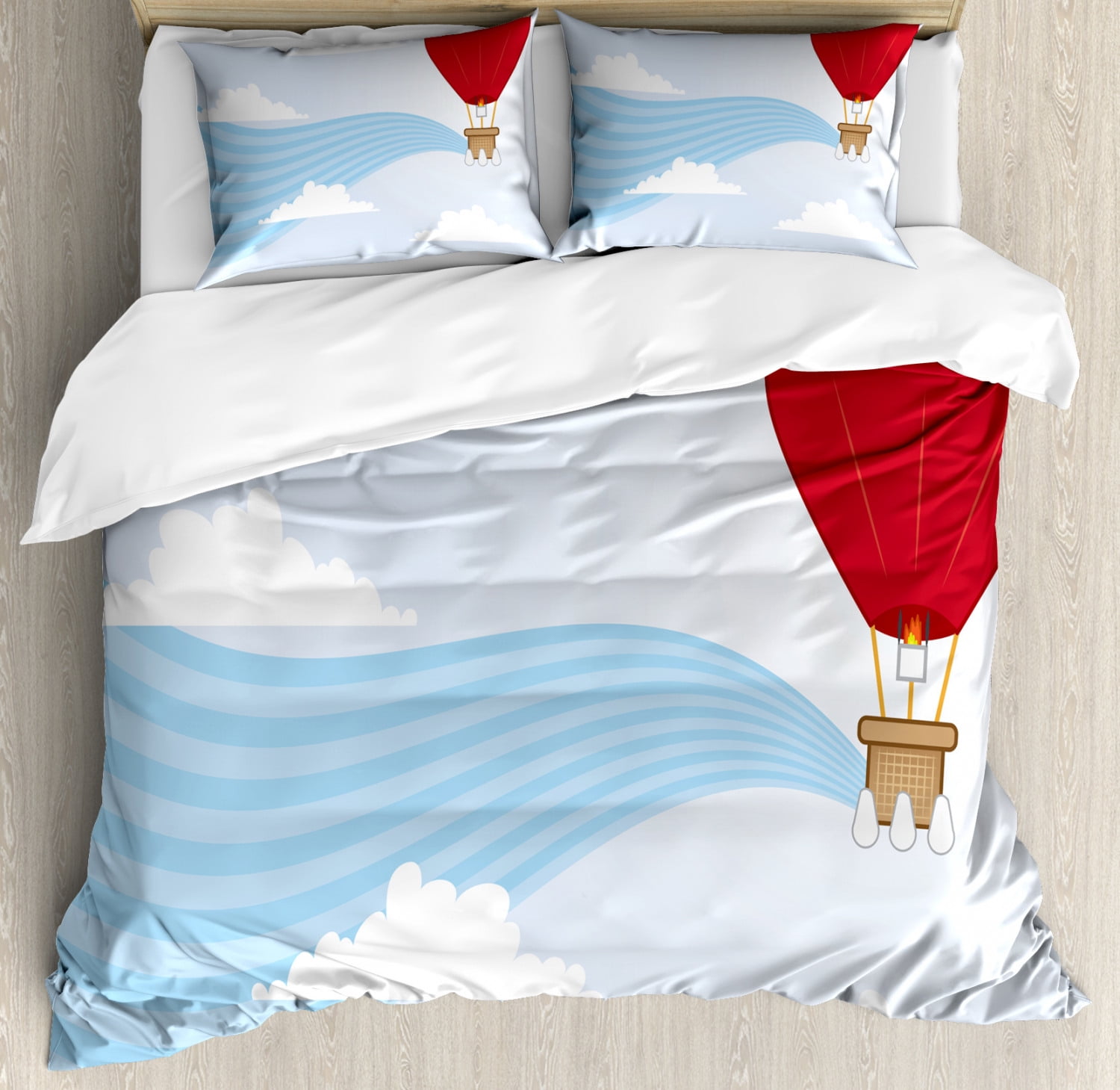 Adventure Duvet Cover Set Queen Size, Interpretation of a Hot Air
