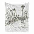 thumbnail image 1 of Windmill Soft Flannel Fleece Blanket, Rustic Barn Farmhouse Hand Drawn Illustration Countryside Rural Meadow, Cozy Plush for Indoor and Outdoor Use, 60" x 80", Dark Brown and White, by Ambesonne, 1 of 6