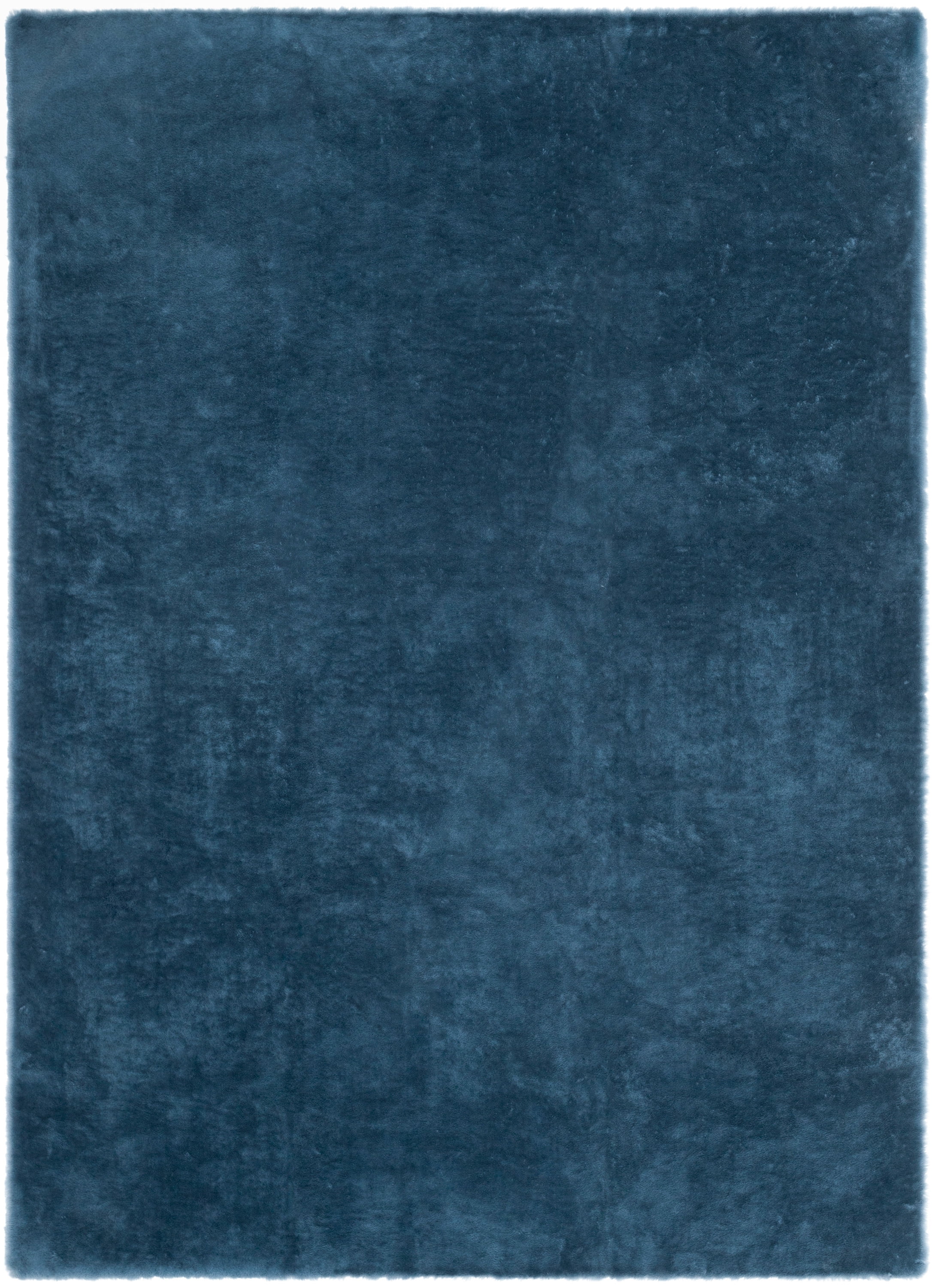 Well Woven Opal Crest Textured Solid Dark Blue Modern Faux Fur 31" Heart Area Rug
