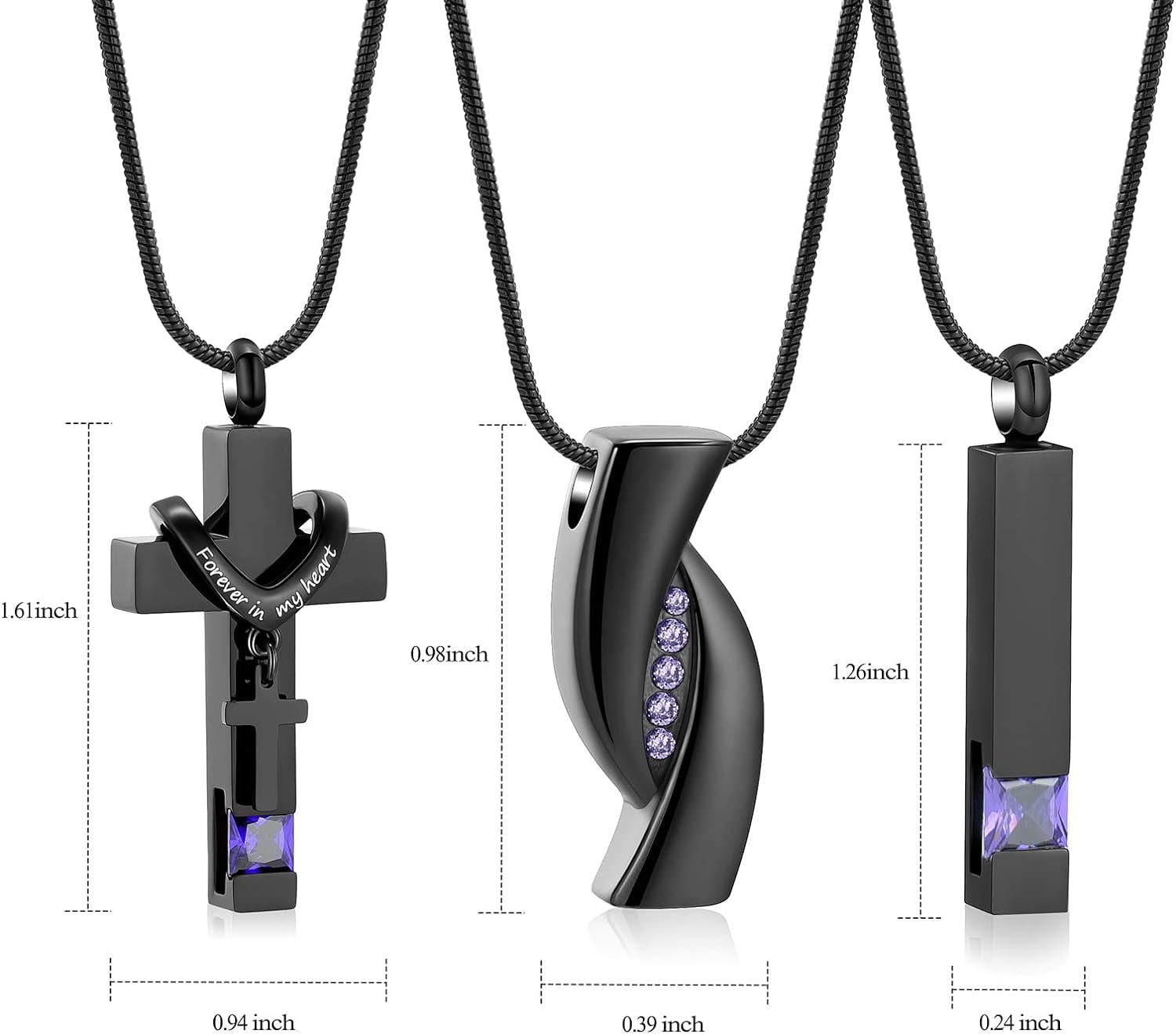 3 Pack Cremation Jewelry Urn Necklace for Ashes for Women Men, Cross Infinity Bar Urn Pendants for Human Ashes Adult Memorial Lockets Ash Jewelry