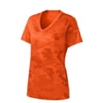 thumbnail image 5 of Sport-Tek Ladies Camohex V-Neck Tee Lst370 - Neon Orange - XS, 5 of 6
