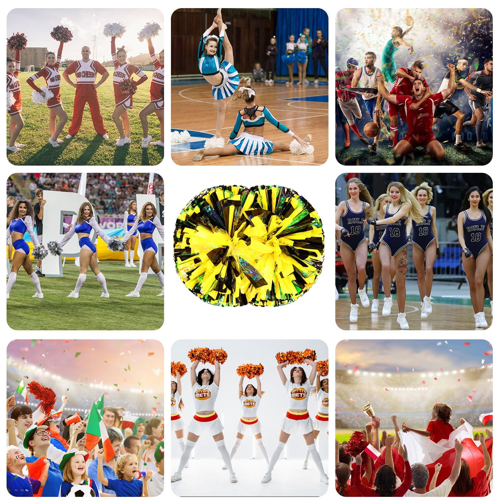 20 Pcscheerleading poms,pom poms Cheerleading with Handle Style Cheer Pom Pomsfor Dance, Matches