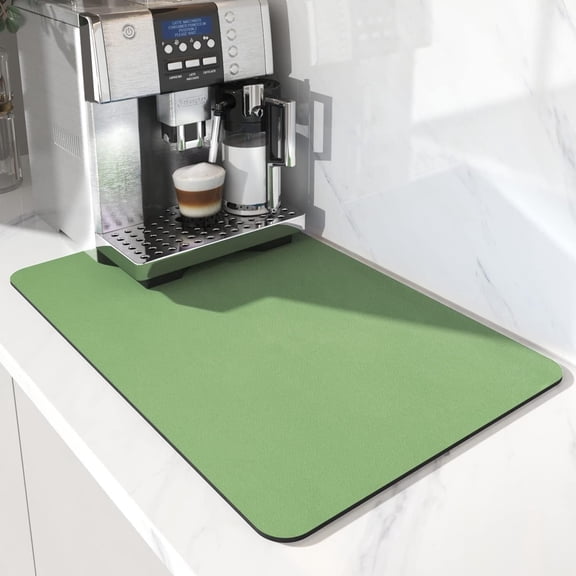 Coffee Bar Mat Apple Green Coffee Mat Non Slip Rubber Backed Dish Drying Mat Anti-Slip Cafe Bar Accessories for Kitchen Counter Coffee Maker or Machine, 15.7x19.7 inch