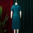 thumbnail image 5 of AURA Plus Size Summer V Neck Pleated A Line Dress High Waist Elegant Midi Party Dress XL XXXL, 5 of 10