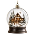 thumbnail image 2 of ZENVIVE Festive Christmas Hanging Ornament, 3.5 Inch Acrylic Snow Globe With A Twisted Cord, Snowy Winter Cabin Decor For Tree Mantel Window Shelf, Deer Duo Cabin, 2 of 8