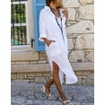 thumbnail image 2 of utcoco Womens Casual Loose Long Shirt Dress Side Split Dresses with Pockets, 2 of 4