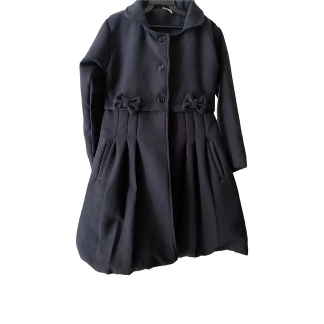abrigo de niña, Maga boutique,talla8, color marino, una pieza, con boina, forro completo, detalle de moños,