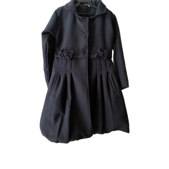abrigo de niña, Maga boutique,talla8, color marino, una pieza, con boina, forro completo, detalle de moños,