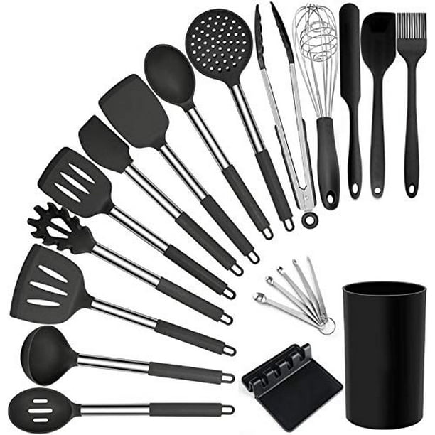 Kitchen Utensils Set 20 Silicone Cooking Utensils Kitchen Spatulas For Nonstick Cookware Heat Resistan Silicone Stainless Steel Handle Cooking Tools Kitchen Tools Set Walmart Com Walmart Com