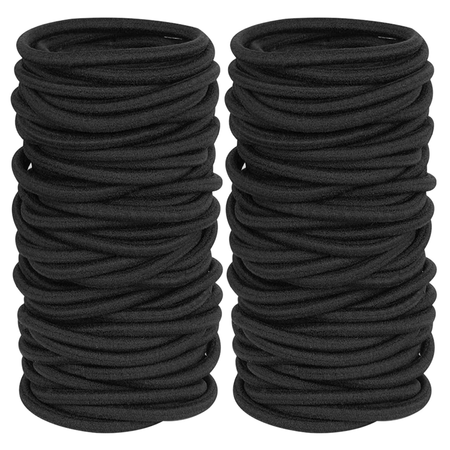 4 x Black Small Telephone Coiled Cord Scrunchie Hair Elastics Band Elasticated 