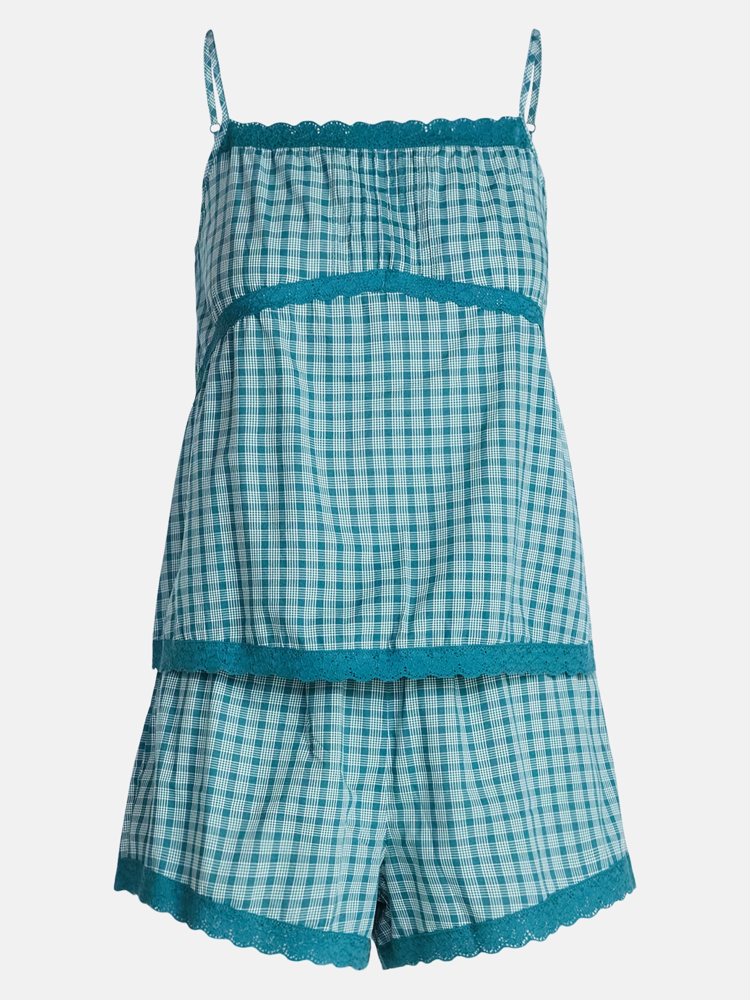 Joyspun Women's Sleep Cami and Shorts Set with Lace Trim, Sizes XS-3X