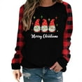 thumbnail image 2 of EQWLJWE Chemise Graphique de Noël Amusante et Joyeuse pour Femmes, Manches Longues Raglan à Carreaux, Col Rond, Tunique Décontractée, Hauts Mignons de Nain, Pyjamas de Noël, Cadeaux de Noël, Hauts à Manches Raglan, 2 of 3
