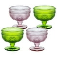 thumbnail image 6 of Vintage Sunflower Embossed Glass Footed Dessert Bowl Ice Cream Bowl Trifle Bowl Salad Bowl Candy Cake Bowl for Home Party Wedding 9 oz, Pink, Set of 4, 6 of 6