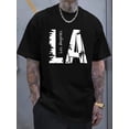 thumbnail image 1 of [Summer Print Tee] Casual Summer Short Sleeve LA Print Tee Shirt - Tees for Men, 1 of 3
