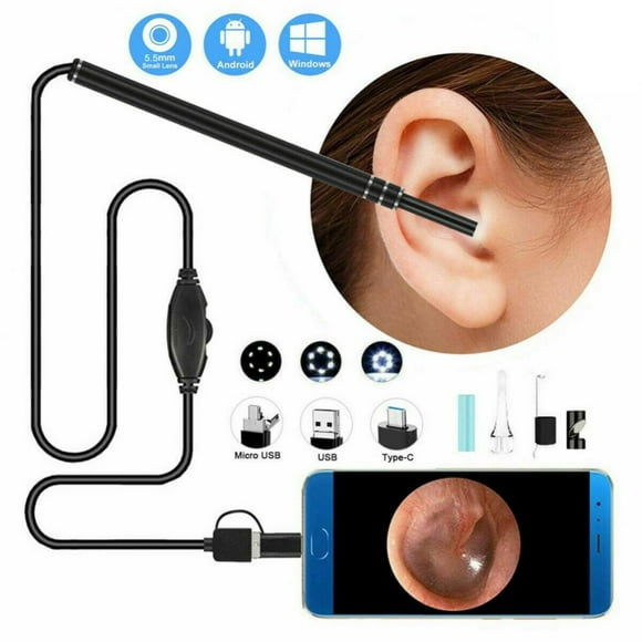 Ear Microscope Endoscope Earwax Tool Otoscope Ear Wax Removal Tool, HD Otoscope for Android,USB,Type C or iPhone/iPad,Ultra Clear View Ear Camera,Ear Endoscope with LED Lights,Ear Cleaning Camera