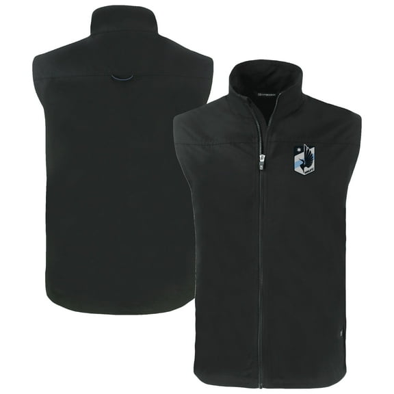 Men's Cutter & Buck Black Minnesota United FC Big & Tall Charter Eco Recycled Full-Zip Vest