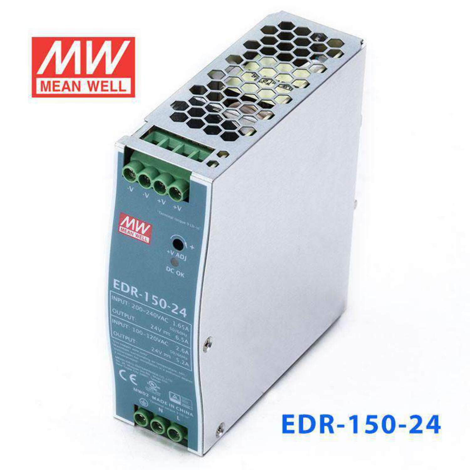Mean Well EDR-150-24 Single Output Industrial Power Supply 150W 24V - DIN Rail