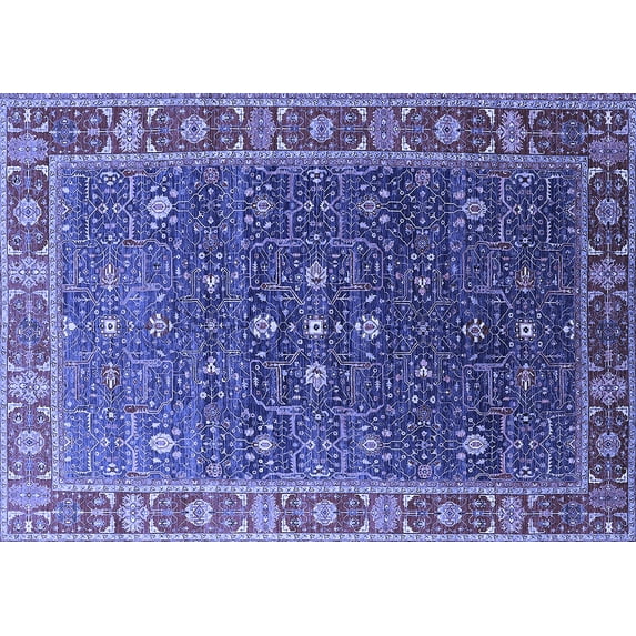 Ahgly Company Machine Washable Indoor Rectangle Oriental Blue Industrial Area Rugs, 5' x 8'