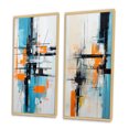 thumbnail image 3 of Designart "Fleeting Patience Minimal Abstract I" Abstract Painting Framed Wall Art Set Of 2 - Modern Blue Frame Gallery Set For Office Decor, 3 of 6