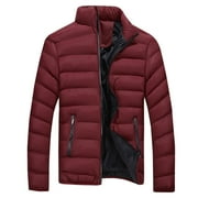 UTTOASFAY Men Coats Clearance Men Winter Warm Slim Fit Thick Bubble Coat Casual Jacket Outerwear Rollbacks Red XL