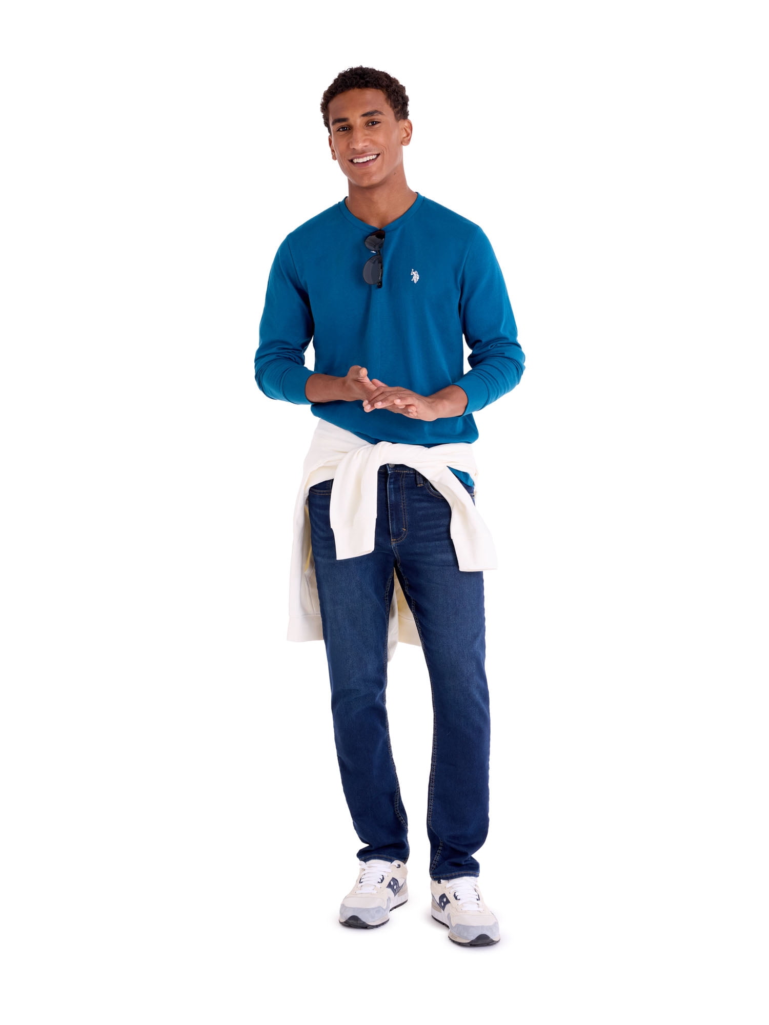 U.S. Polo Assn. Men's Cotton Crewneck Tee with Long Sleeves, Sizes XS-3XL
