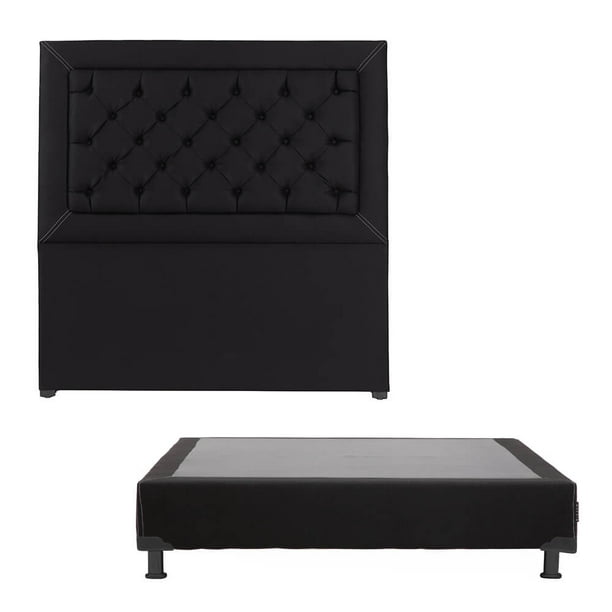 Box Base Cama Matrimonial + Cabecera Mary Negro