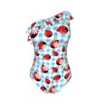thumbnail image 4 of Yiaed Flowers and Lady Bugs Print Women One Piece Swimsuits Tummy Control One Shoulder Bathing Suits Pattern Ruffle Swimwear-Small, 4 of 8