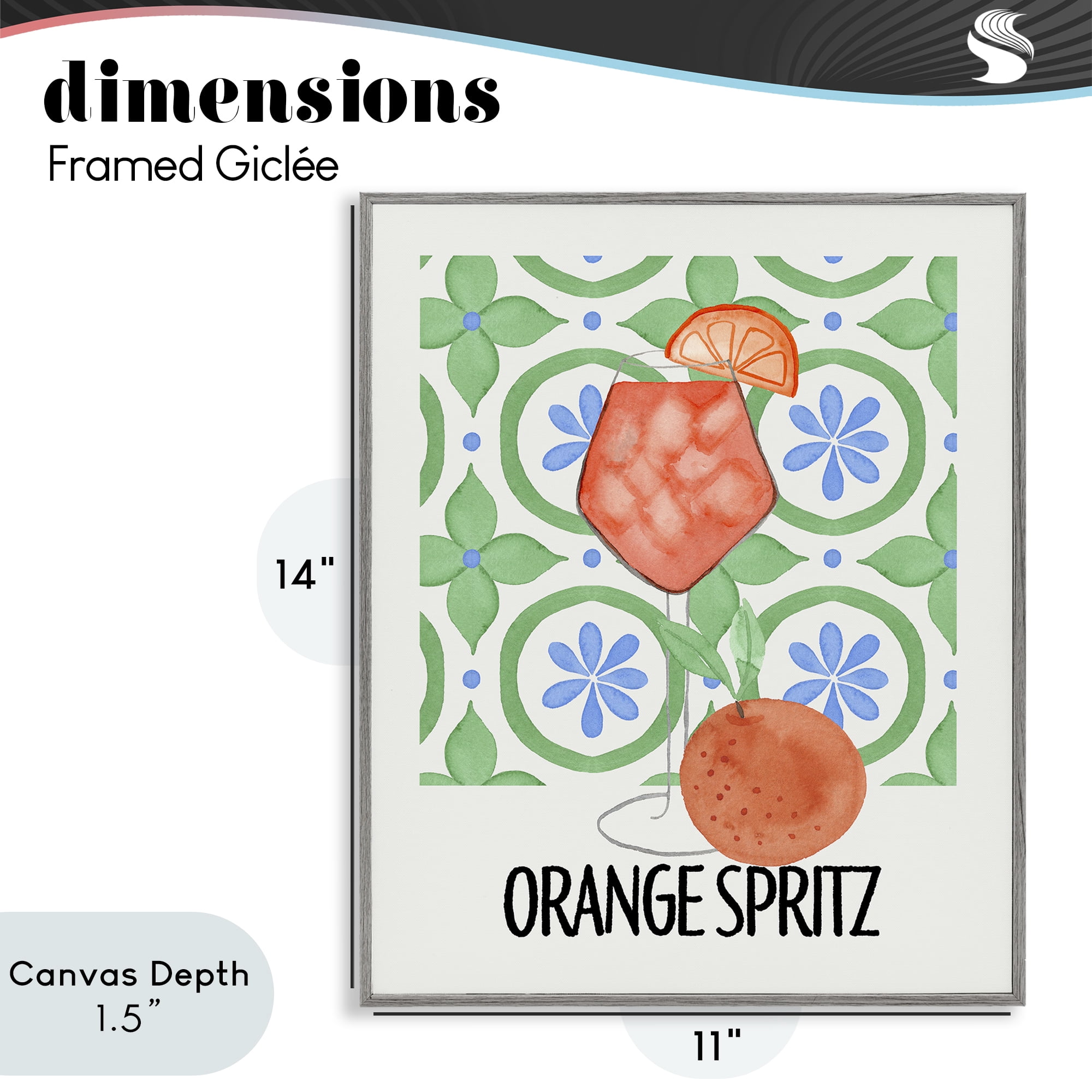 Stupell Industries Orange Spritz On My Mind Gray Framed Giclee Art, design by Nina Jacobs