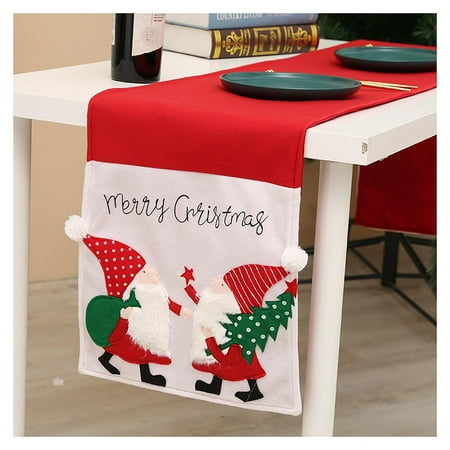 

Tablecloth Embroidered Santa Tablecloth Suitable for Party Christmas Decorations 176*32cm