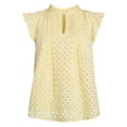 thumbnail image 6 of Time and Tru Women's Cotton Eyelet Top with Short Flutter Sleeves, Sizes XS-XXXL, 6 of 6