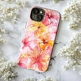 thumbnail image 5 of Watercolor Hibiscus Flower Phone Case, Bright Pink & Orange Tropical Floral Design, Protective Cover for iPhone 16 15 14 13 12 11 Pro Max Mini, 5 of 6