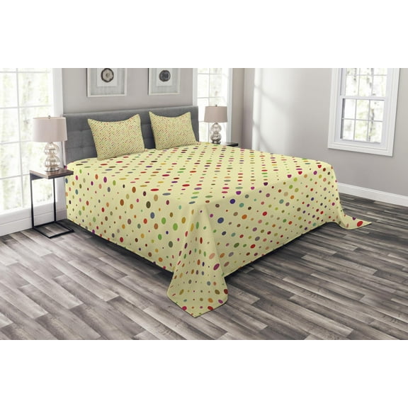 Ambesonne Colorful Quilted Bedspread Set 3 Pcs, Classic Vibrant Design, King Size, Multicolor