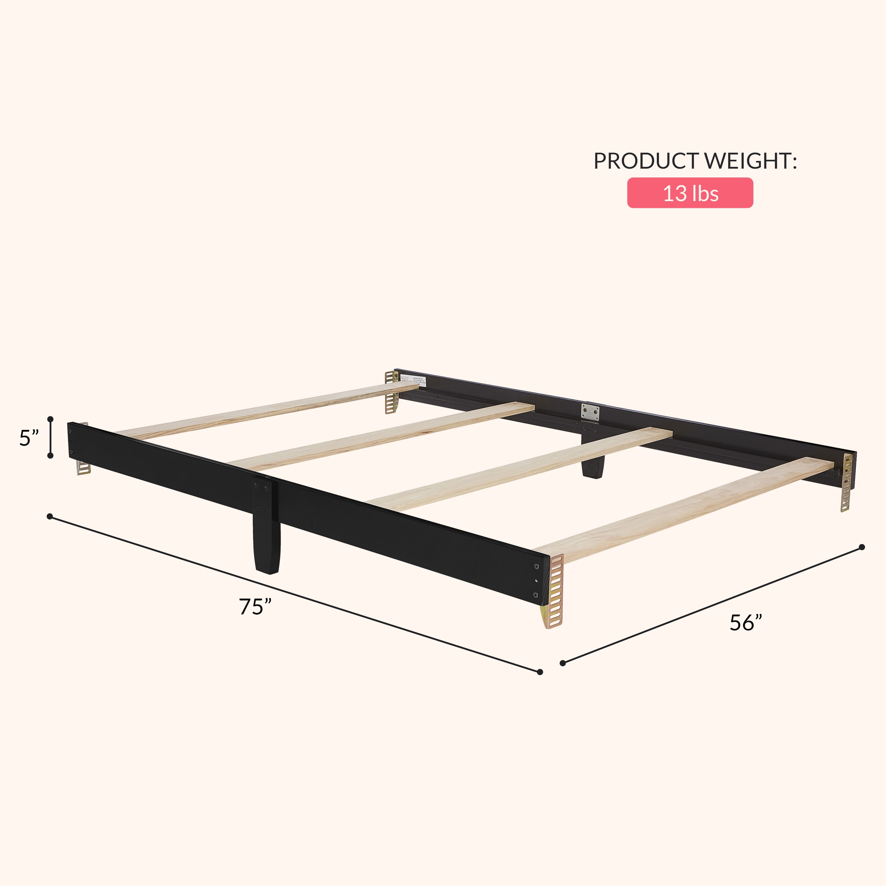 Dream On Me Universal Bed Rail, Matte Black Vintage