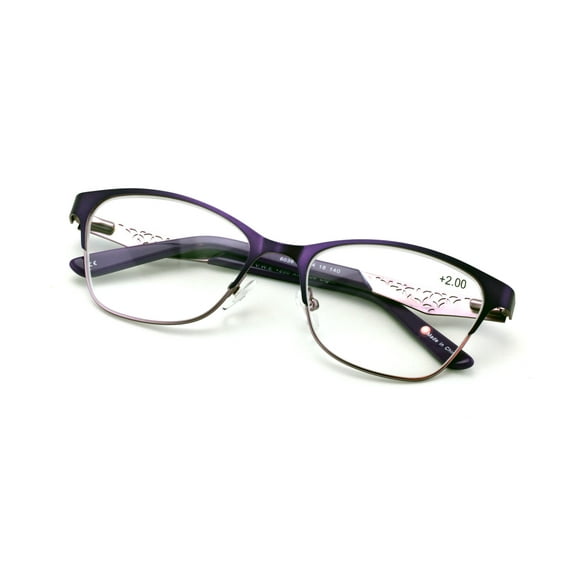 Large Premium Women Cateye Optical Frame Reading Glasses - Fashion Metal Readers - Clear Lens Eyeglasses