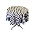thumbnail image 2 of LA Linen Nappe Ronde à Carreaux Vichy, 51 Po. Ronde, Blanc & Noir, Polyester, Nappe, 2 of 2