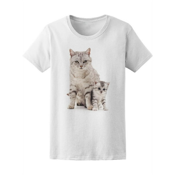 Mom Cat With Kitten T-Shirt Women -Image by Shutterstock, Female Large