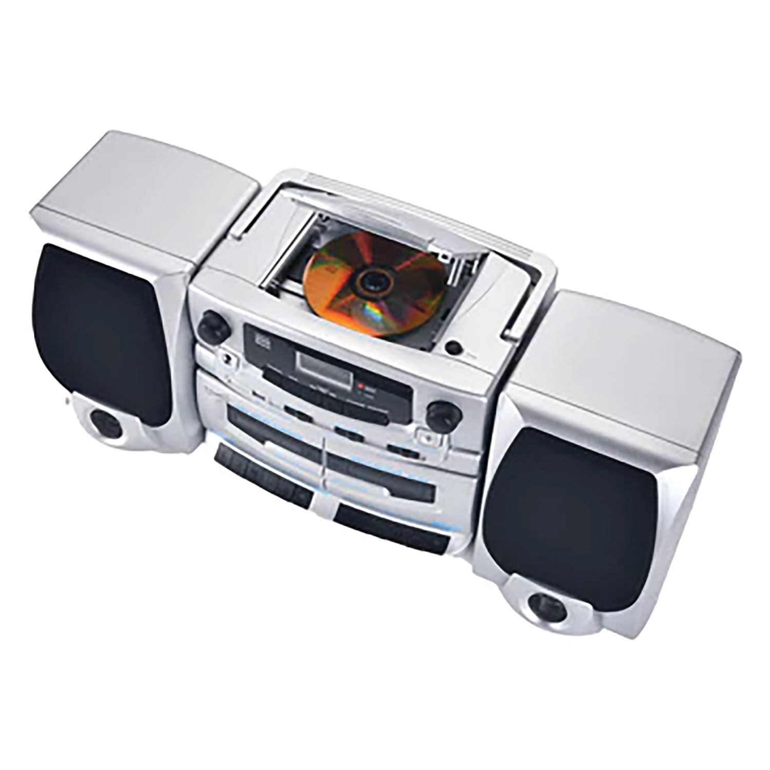 Supersonic 21-Watt Bluetooth Home Stereo System with Detachable Speakers, CD/Dual-Cassette Players, FM Radio, Mic Input, and Remote