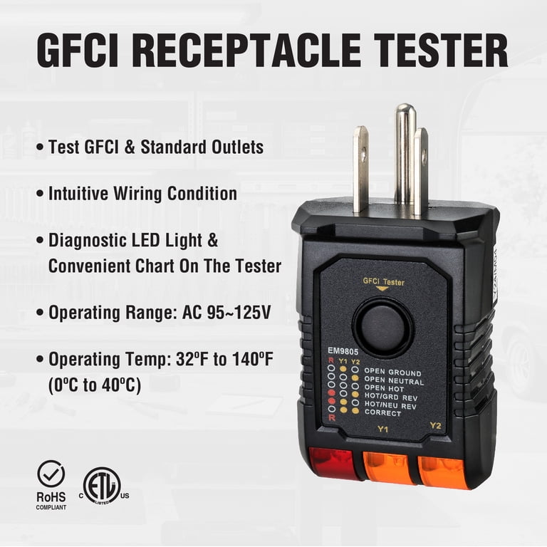 GFCI Receptacle Tester with Wiring Fault Indicator photo 7