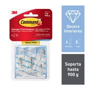Gancho Adhesivo Removible, Mediano, Transparente, 6 piezas, Resiste hasta 900gr