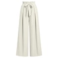 thumbnail image 5 of Cagogo Women's Wide Leg High Waisted Palazzo Pants Casual Loose Long Trousers Flowy Beach Lounge Work with Pockets Summer Clothes, Beige M, 5 of 5