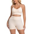 thumbnail image 6 of Women 2 Piece Workout Sets Compression Tummy Control Leggings with Pockets Halter Built in Bra Tank Tops,Compression(Beige,S), 6 of 9
